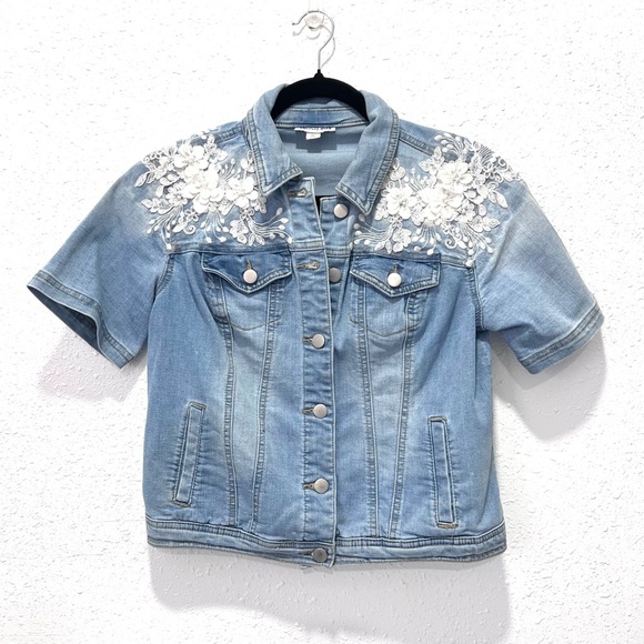 Westport Light Blue embellished boxy Denim Jacket XS - Picture 1 of 6